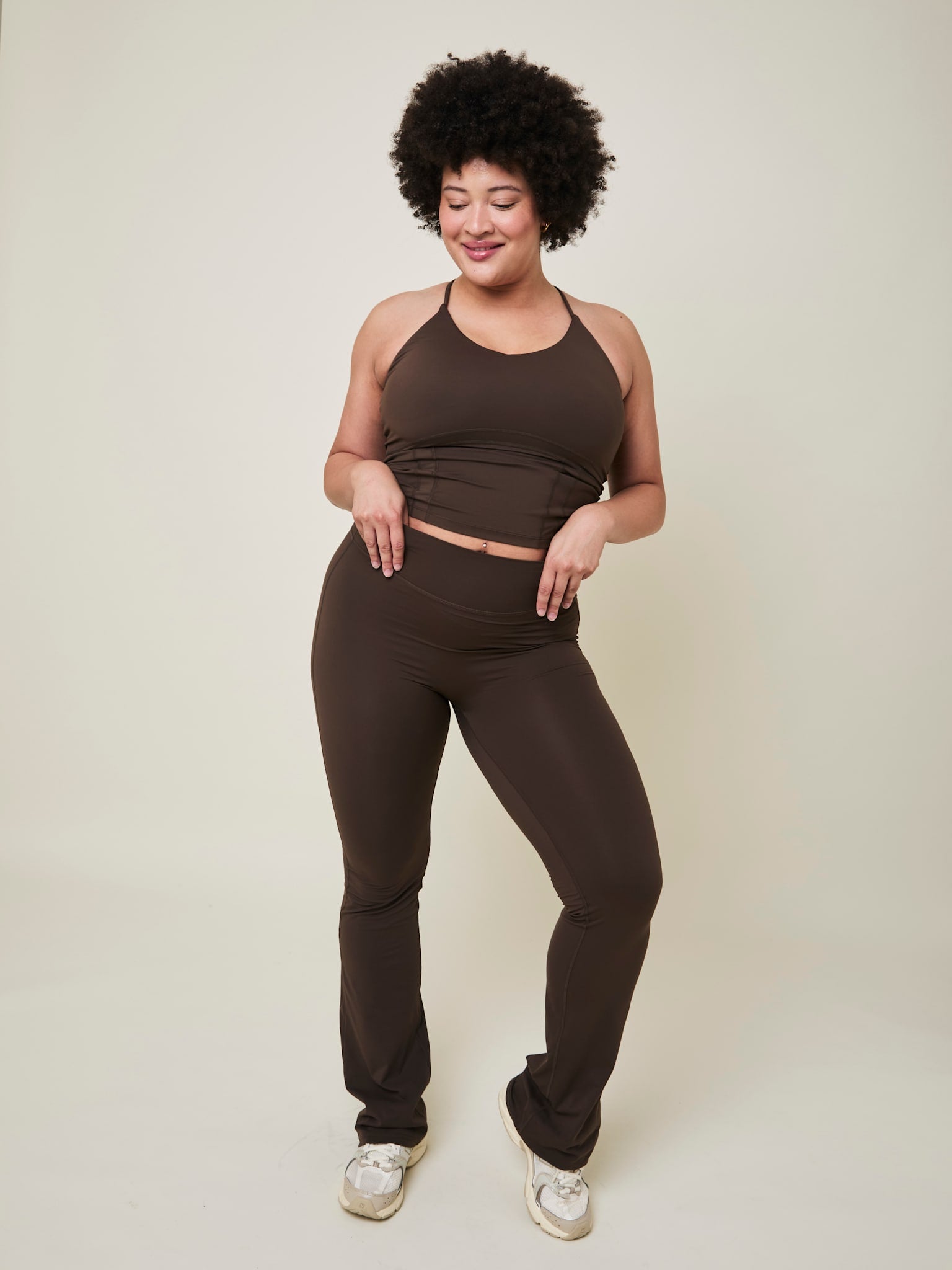 Art high-waist flared leggings - Arabica