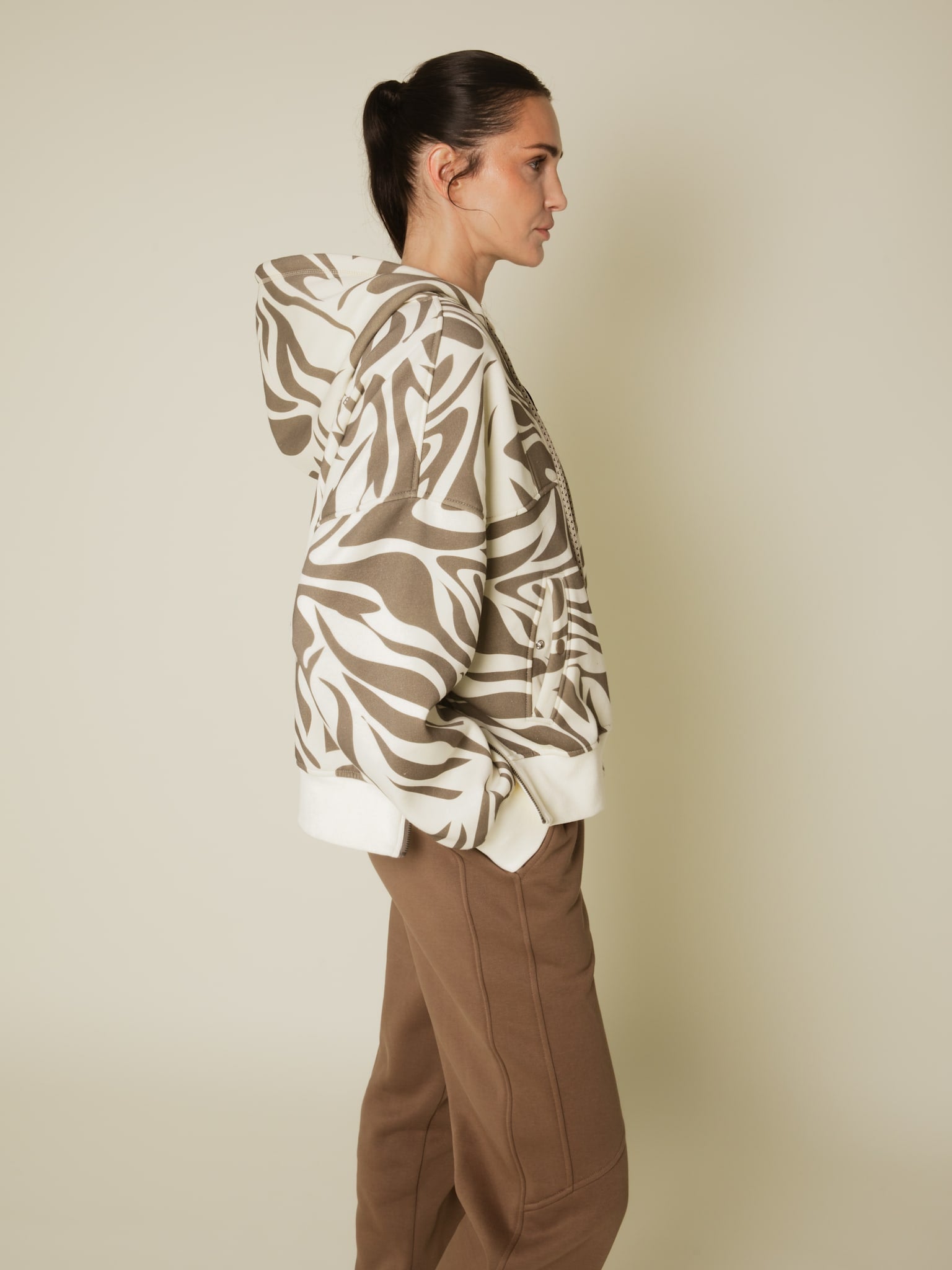 Roam sweatshirt zip hooded jacket - Zebra Hazel