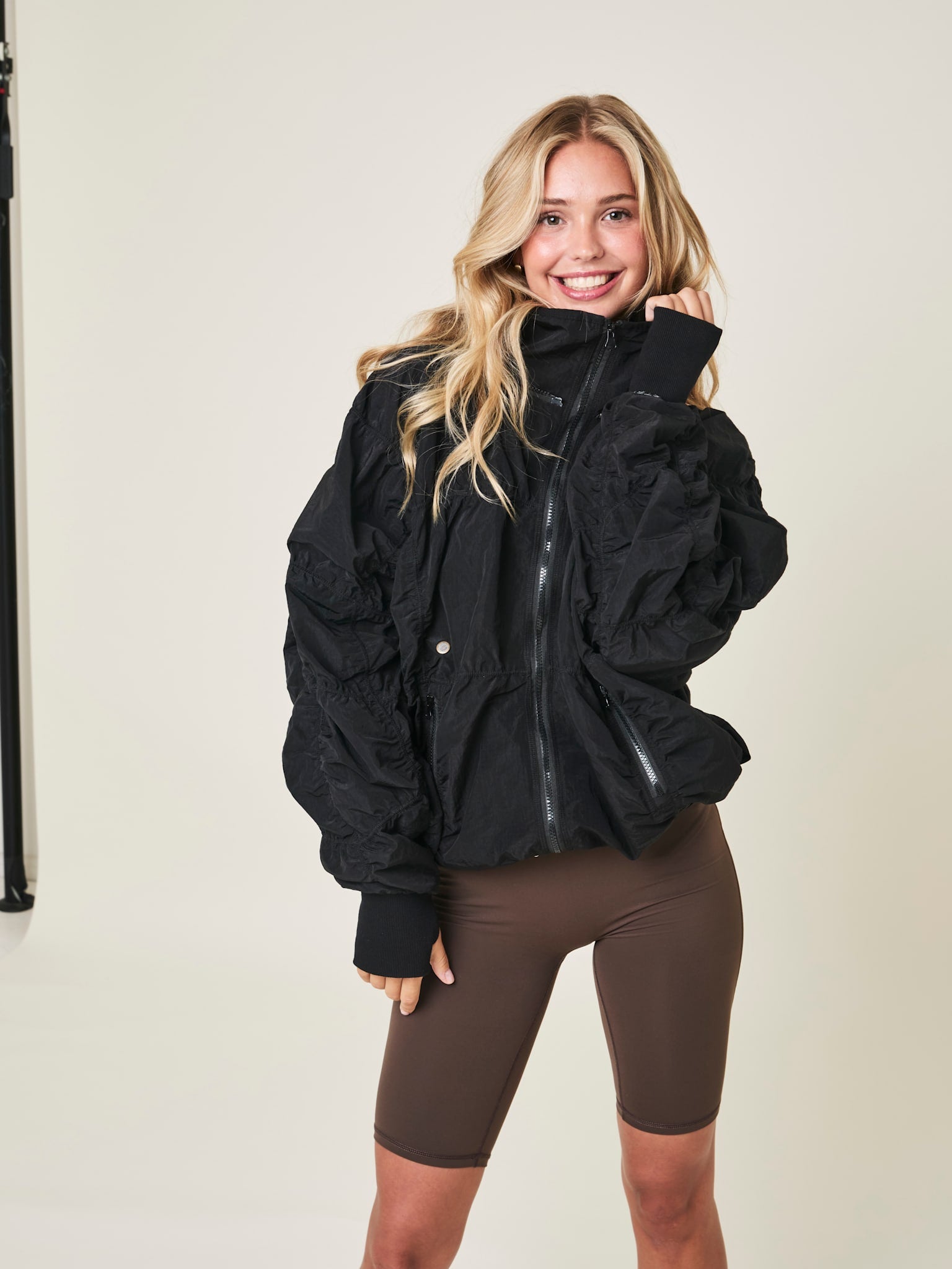 Ridge parachute zip removable hood jacket - Nero