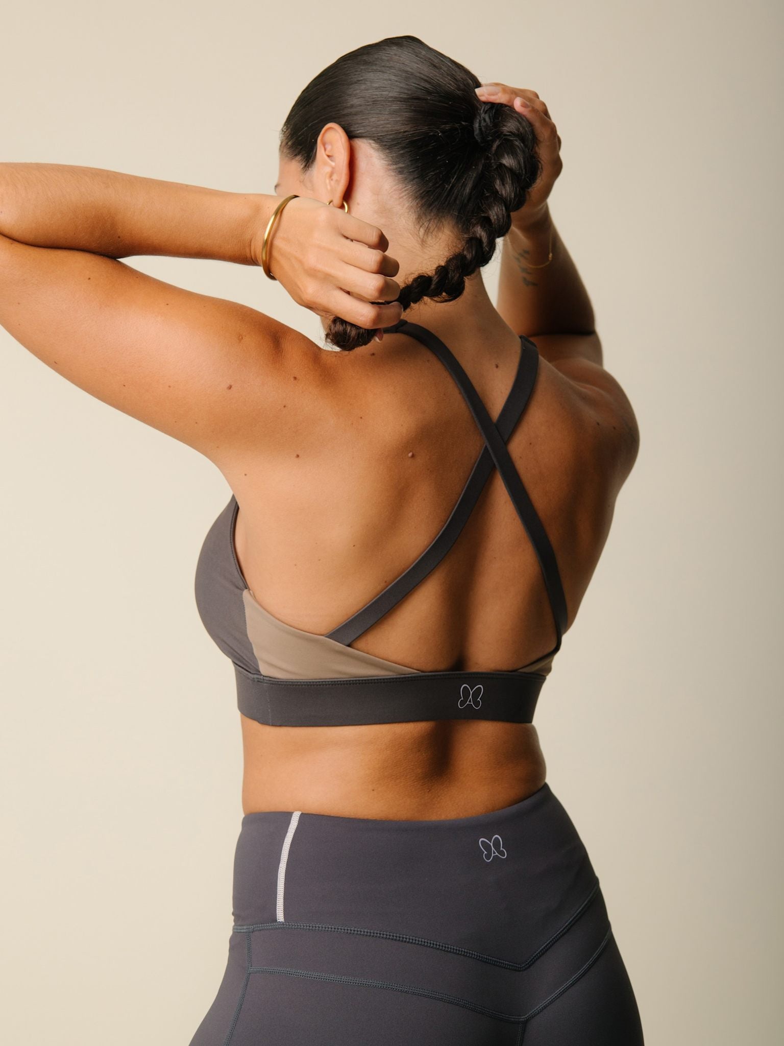 Cartel x Align by Blume cross-over sports top - Charcoal