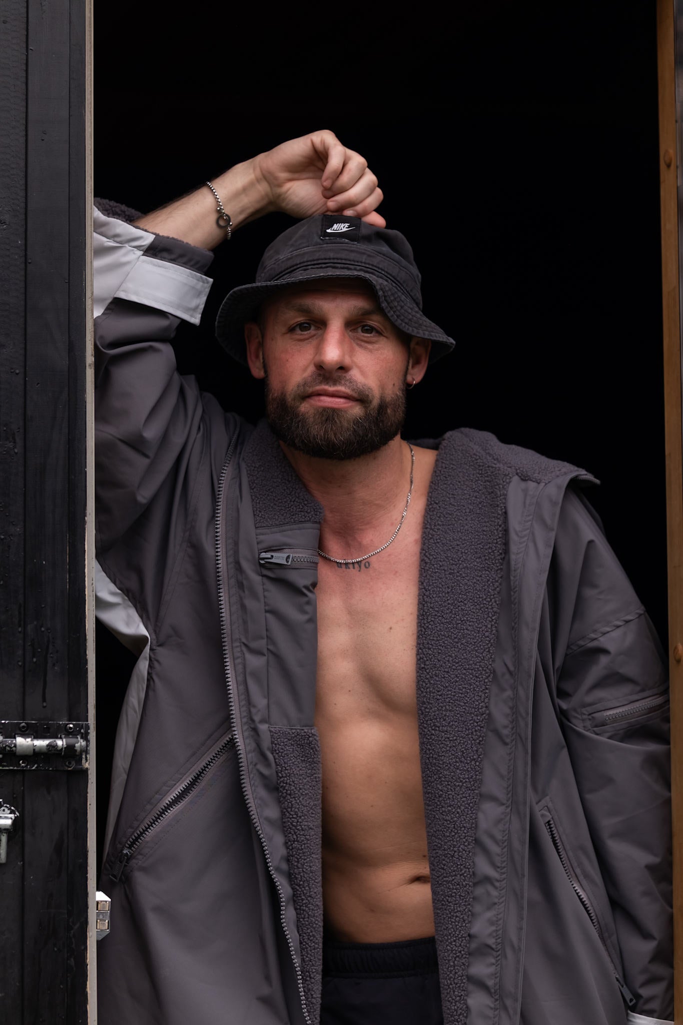 Nordic Fleece Changing Robe - Charcoal