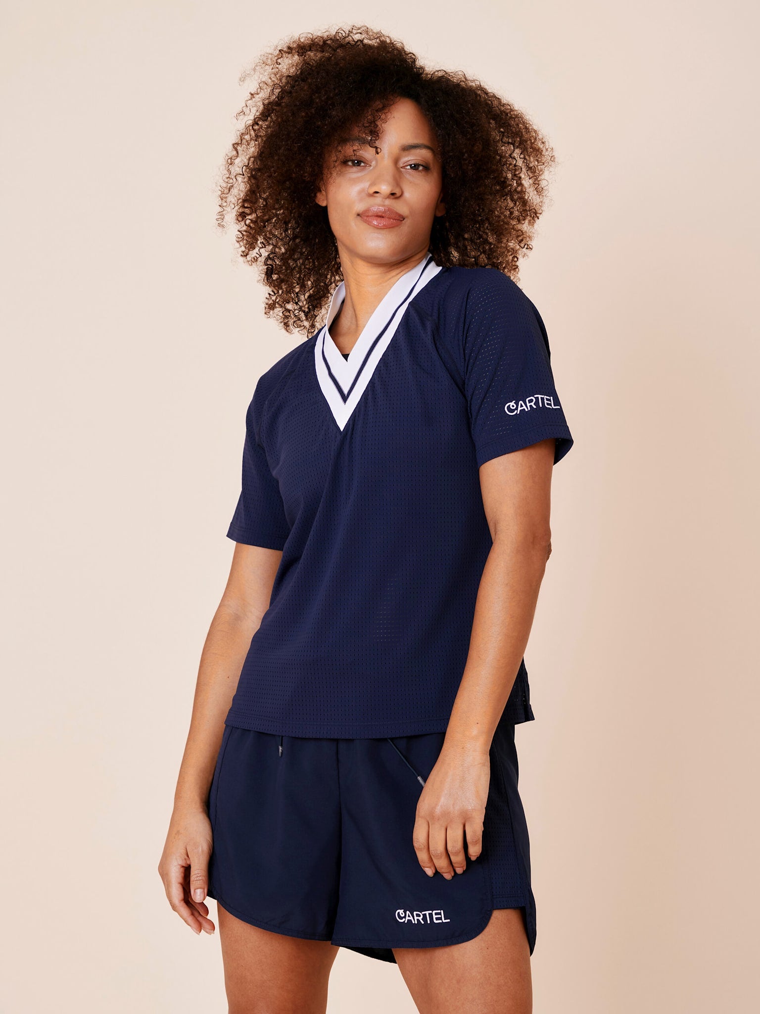 Power play v-neck mesh tee - Ocean