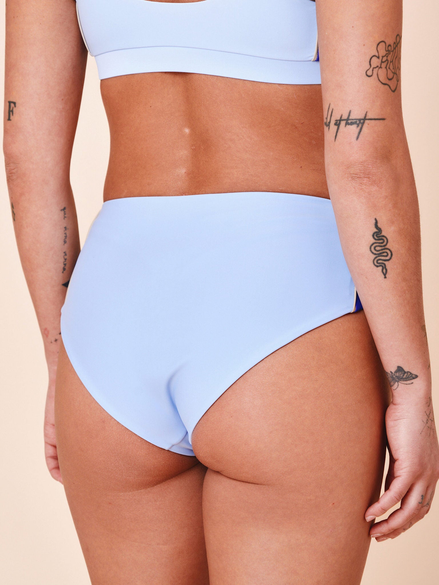 Ubud Colorblock high-waisted bikini bottom - Clear/Cartel Blue