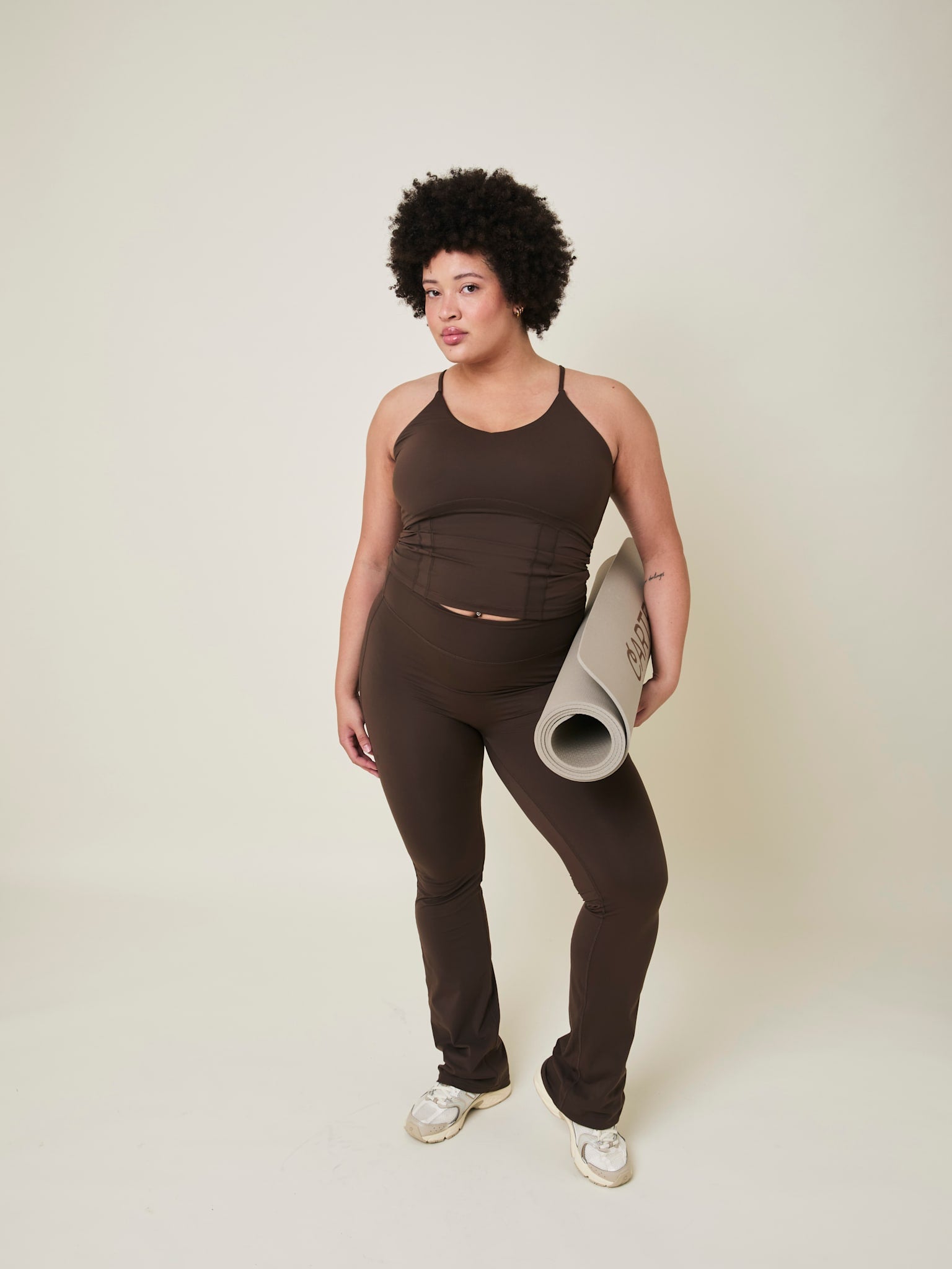 Art højtaljet flared leggings - Arabica