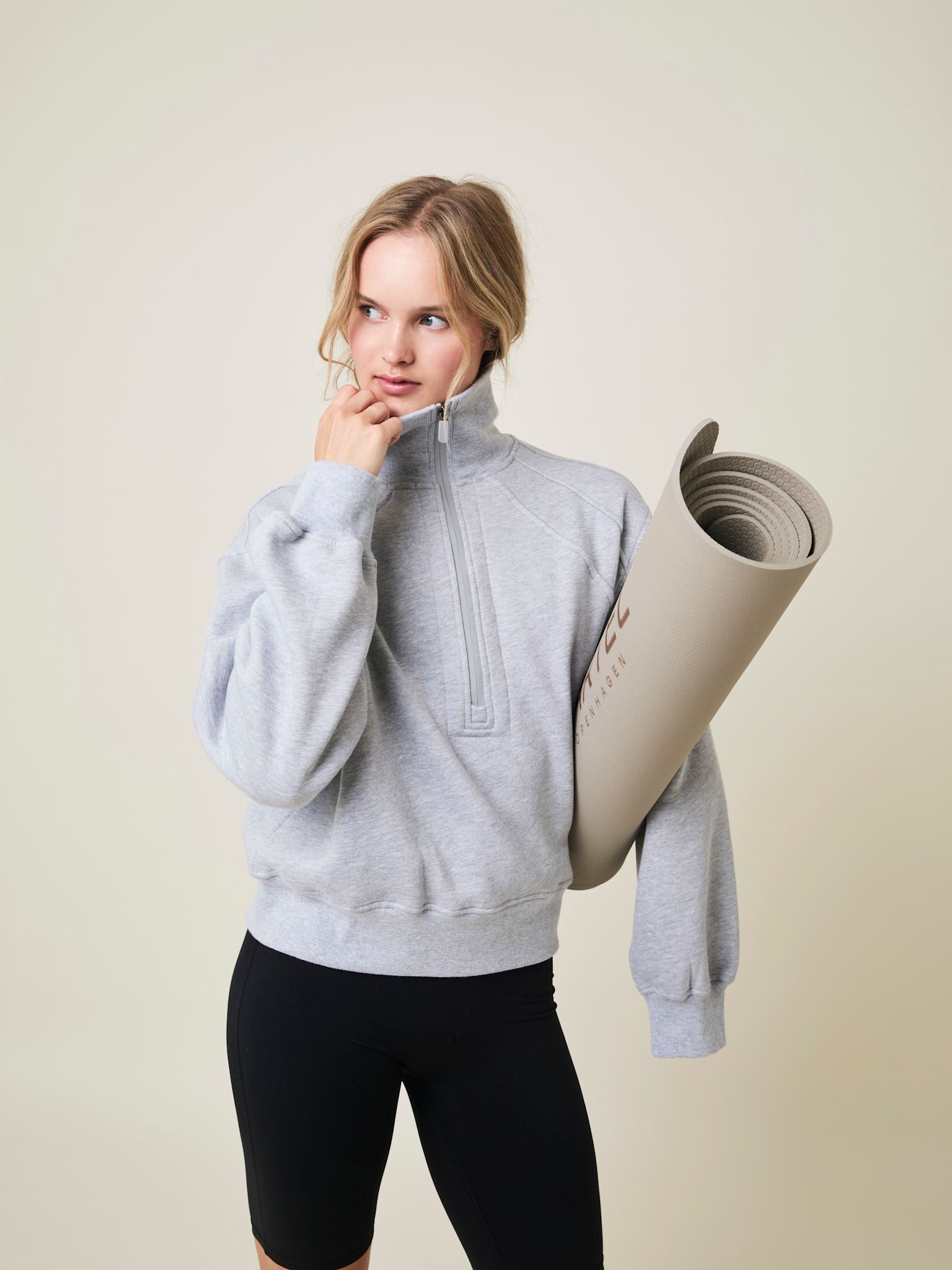 Air Sweatshirt med lynlås lukning - Grey Melange