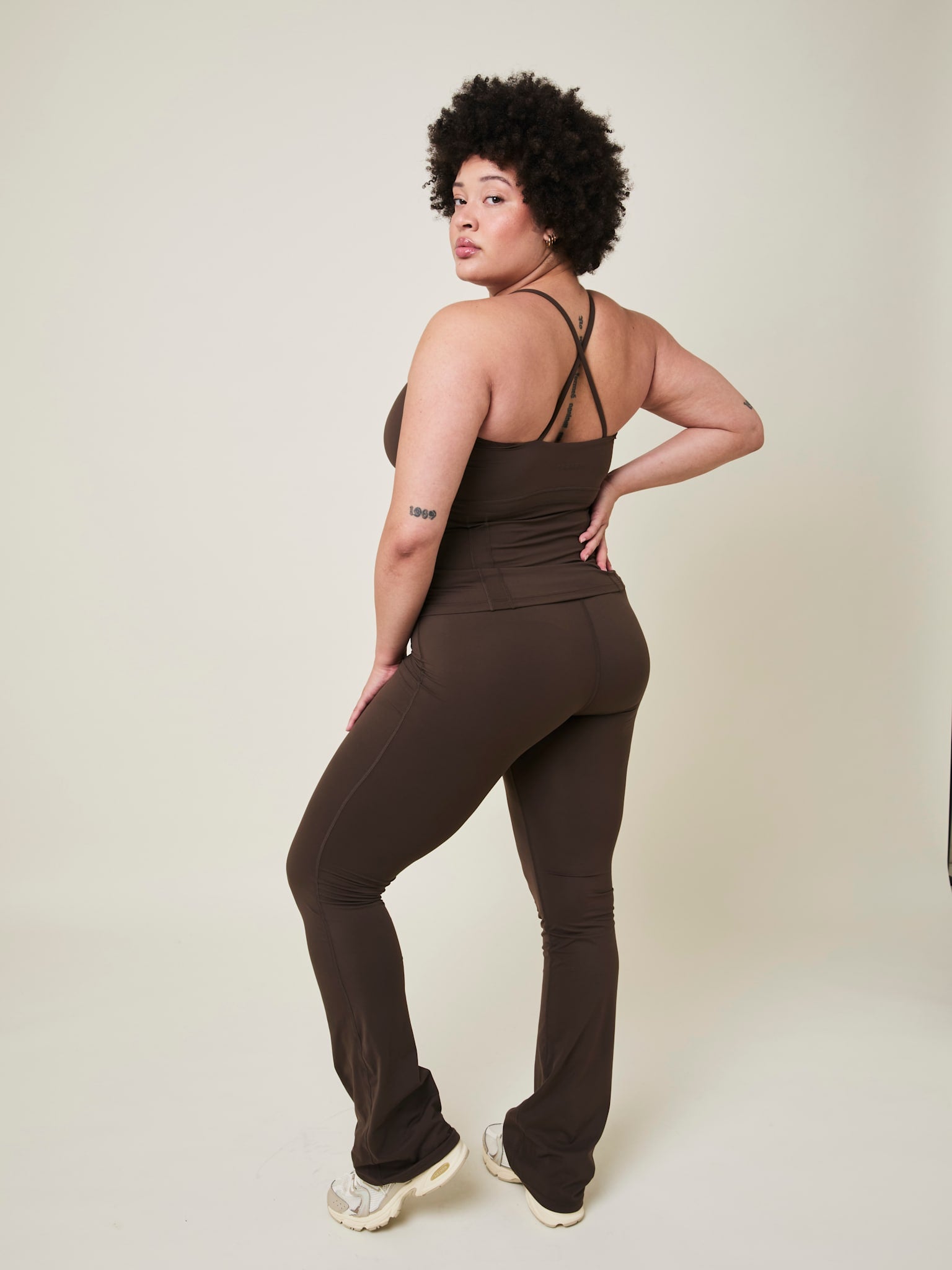 Art high-waist flared leggings - Arabica