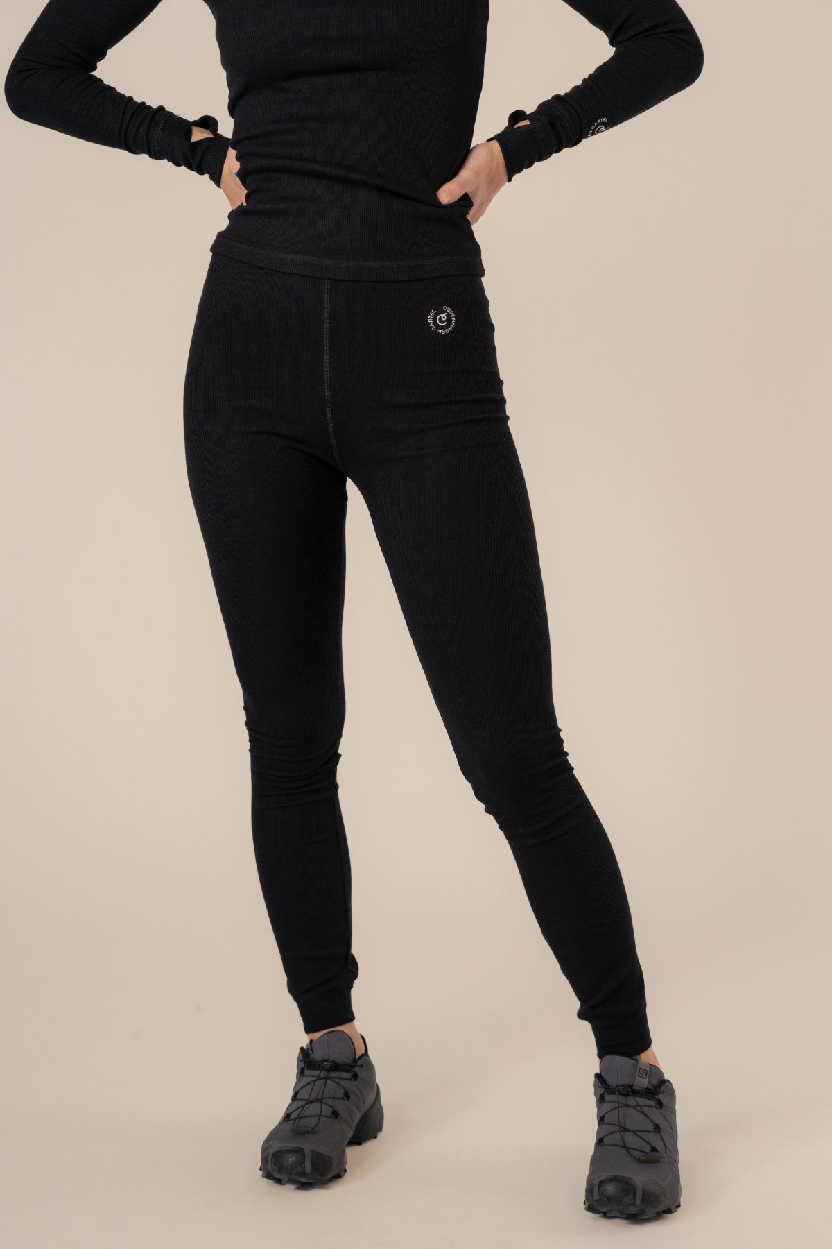 Algae ribbed OCN Weed® leggings - Nero