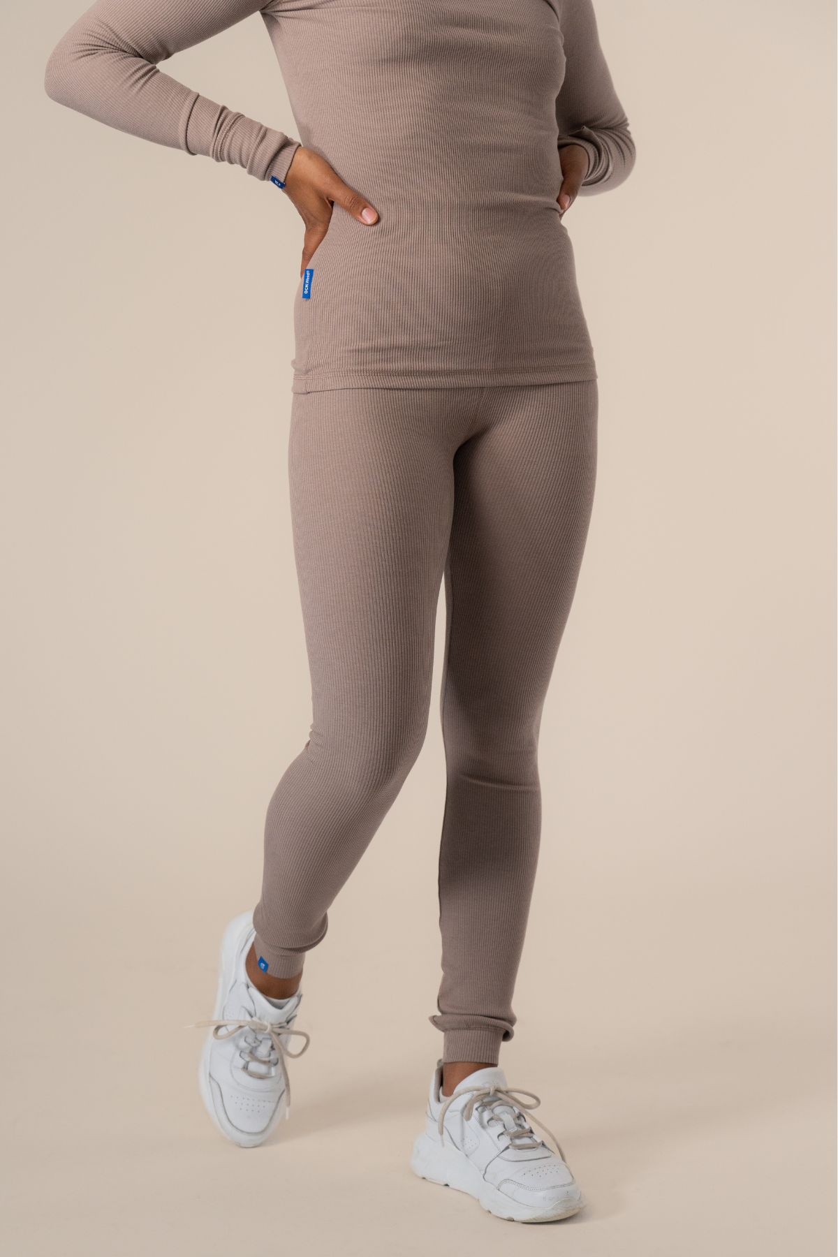 Algae ribbed OCN Weed® leggings - Taupe