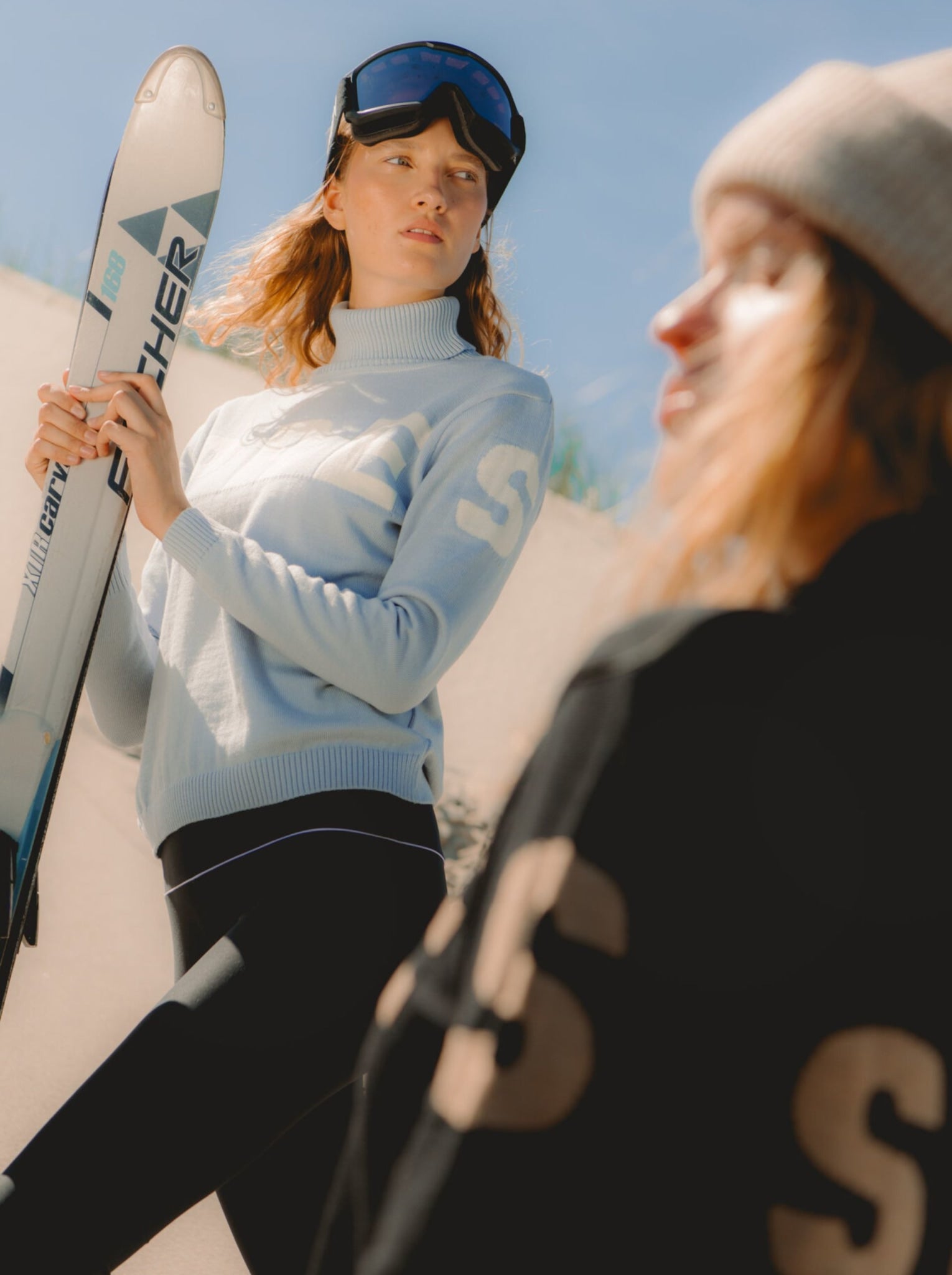 Alpine Turtleneck Knit Sweater - Sky