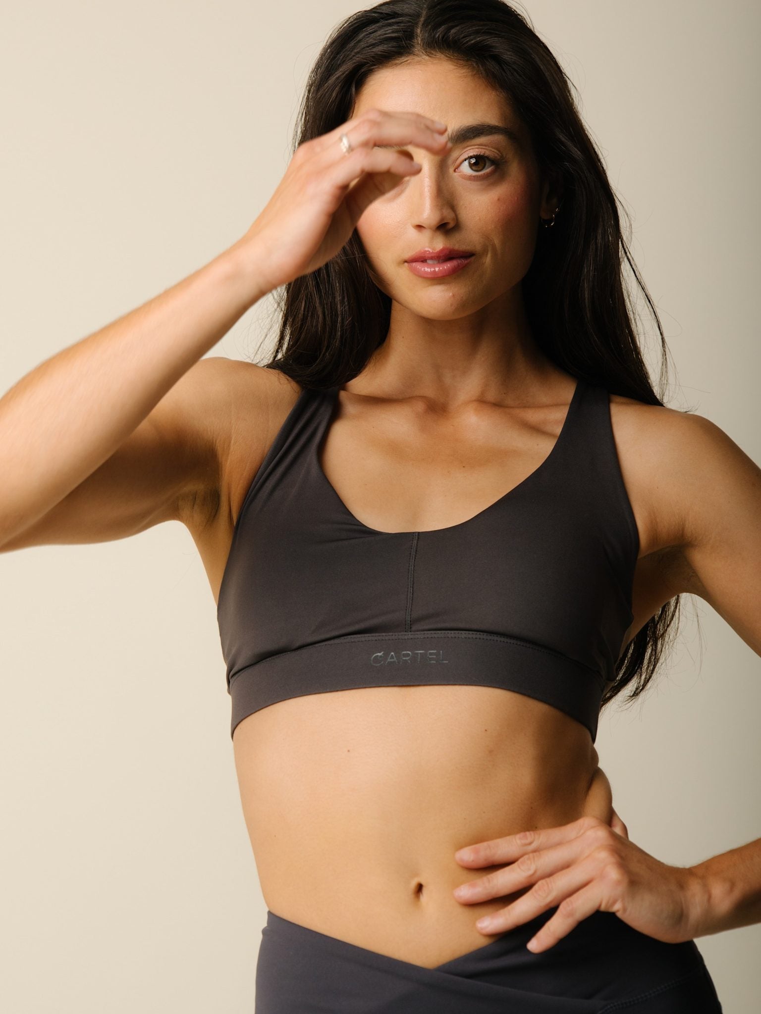 Cartel x Align by Blume cross-over sports top - Charcoal