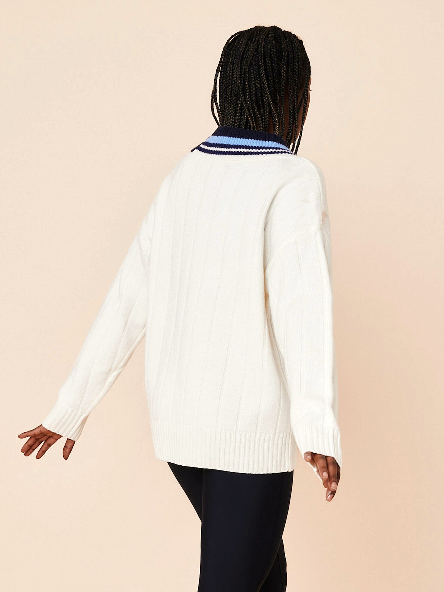 Centercourt chunky v-neck sweater - Shell